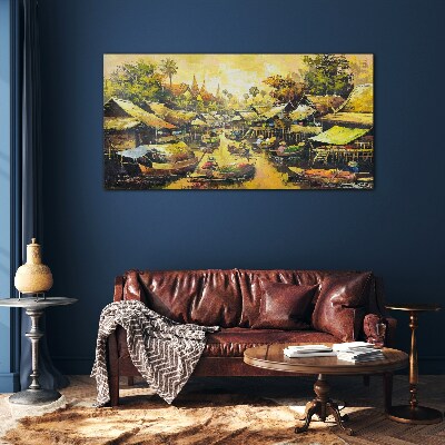 Tableau photo sur verre Marché flottant tropical