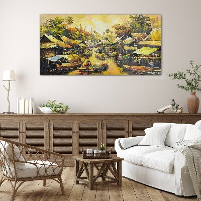 Tableau photo sur verre Marché flottant tropical