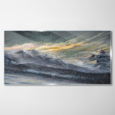 Tableau en verre Paysage de montagne au crépuscule