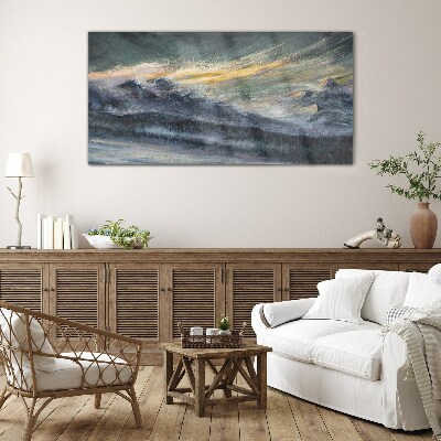 Tableau en verre Paysage de montagne au crépuscule