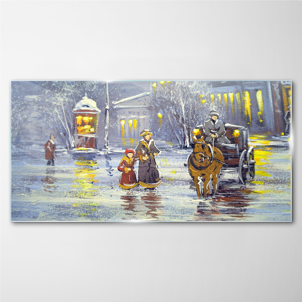 Tableau imprimé sur verre Une soirée d'hiver en ville