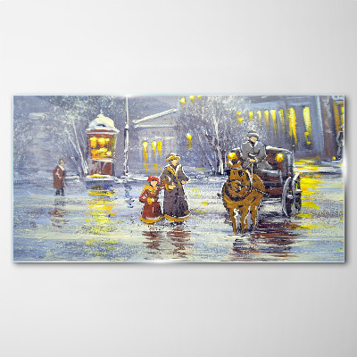 Tableau imprimé sur verre Une soirée d'hiver en ville