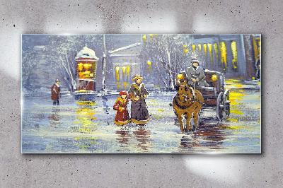 Tableau imprimé sur verre Une soirée d'hiver en ville