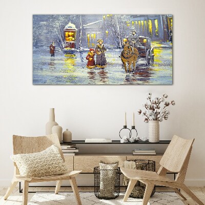 Tableau imprimé sur verre Une soirée d'hiver en ville