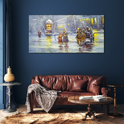 Tableau imprimé sur verre Une soirée d'hiver en ville