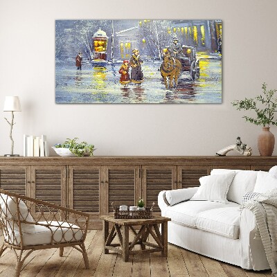 Tableau imprimé sur verre Une soirée d'hiver en ville
