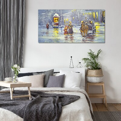 Tableau imprimé sur verre Une soirée d'hiver en ville