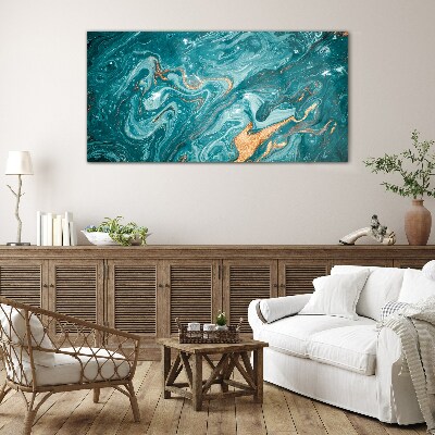 Tableau verre imprimé Vagues de l'océan avec des accents cuivrés