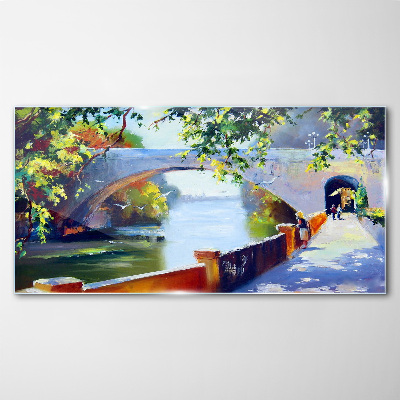 Tableau en verre Pont dans le parc ensoleillé
