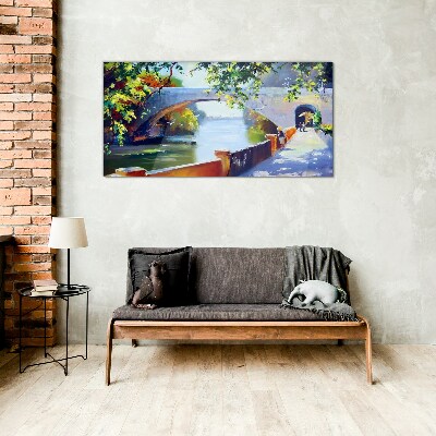 Tableau en verre Pont dans le parc ensoleillé