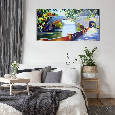 Tableau en verre Pont dans le parc ensoleillé