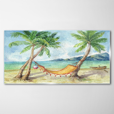 Tableau sur verre Détente sur une plage tropicale