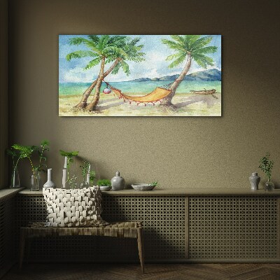Tableau sur verre Détente sur une plage tropicale