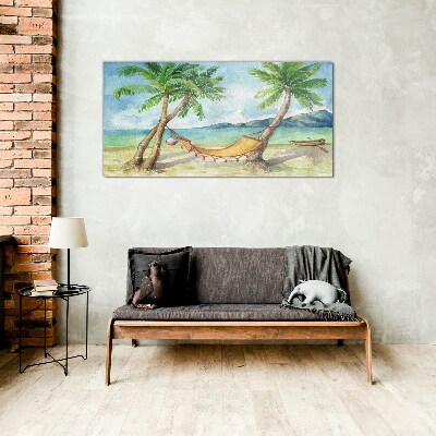 Tableau sur verre Détente sur une plage tropicale