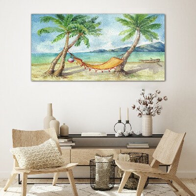 Tableau sur verre Détente sur une plage tropicale
