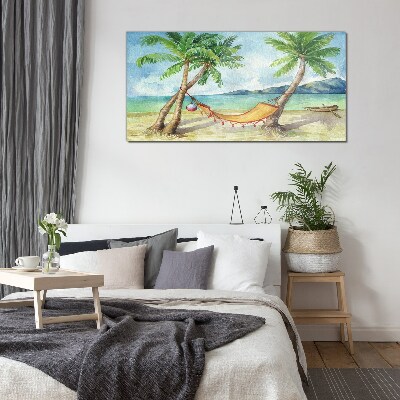 Tableau sur verre Détente sur une plage tropicale