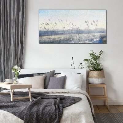 Tableau imprimé sur verre Un paysage paisible avec des herbes