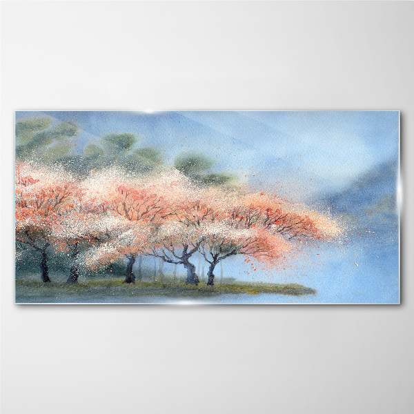 Tableau verre imprimé Arbres de printemps aux couleurs pastel