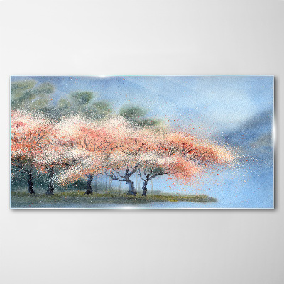 Tableau verre imprimé Arbres de printemps aux couleurs pastel