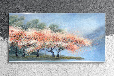 Tableau verre imprimé Arbres de printemps aux couleurs pastel