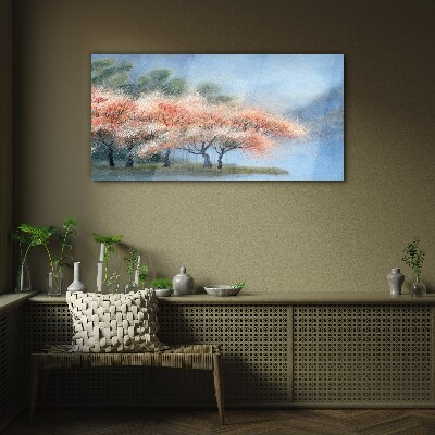 Tableau verre imprimé Arbres de printemps aux couleurs pastel