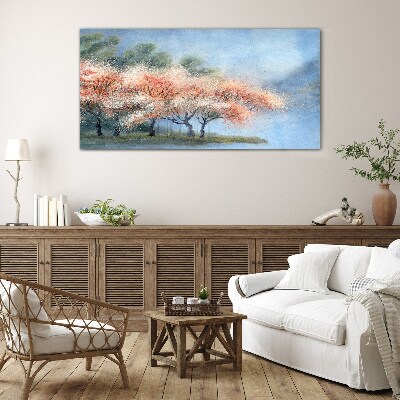 Tableau verre imprimé Arbres de printemps aux couleurs pastel