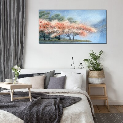 Tableau verre imprimé Arbres de printemps aux couleurs pastel