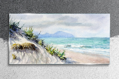 Tableau en verre Paysage de plage avec dunes