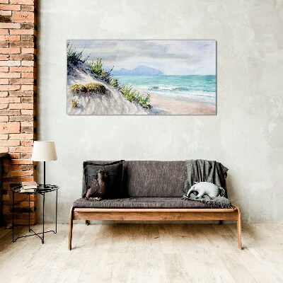 Tableau en verre Paysage de plage avec dunes