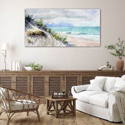 Tableau en verre Paysage de plage avec dunes