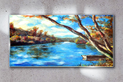 Tableau imprimé sur verre Un paysage paisible au bord de la rivière