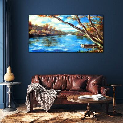 Tableau imprimé sur verre Un paysage paisible au bord de la rivière