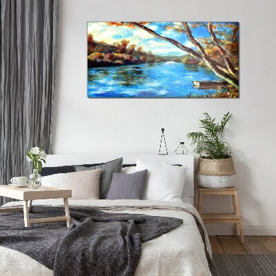 Tableau imprimé sur verre Un paysage paisible au bord de la rivière