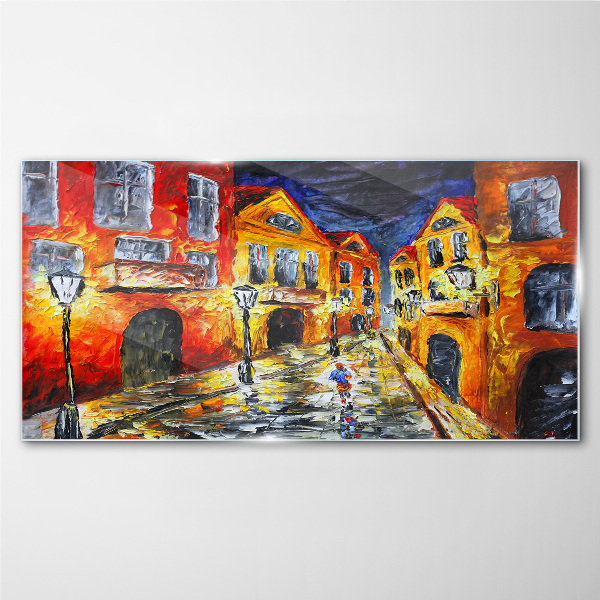 Tableau photo sur verre Rue de nuit en couleurs