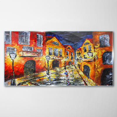 Tableau photo sur verre Rue de nuit en couleurs