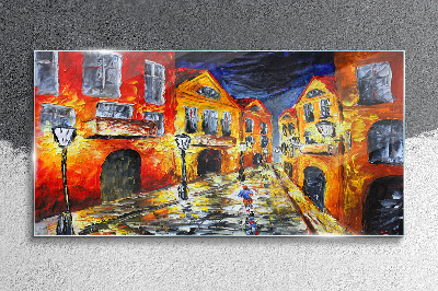 Tableau photo sur verre Rue de nuit en couleurs