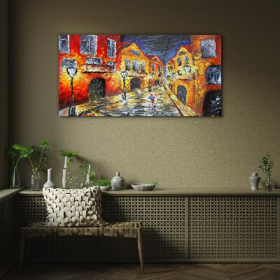 Tableau photo sur verre Rue de nuit en couleurs