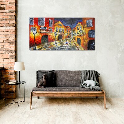 Tableau photo sur verre Rue de nuit en couleurs