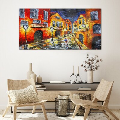 Tableau photo sur verre Rue de nuit en couleurs