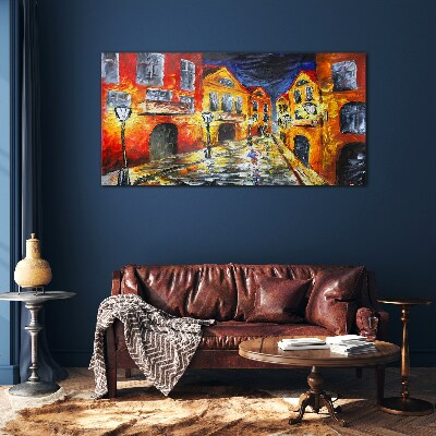 Tableau photo sur verre Rue de nuit en couleurs