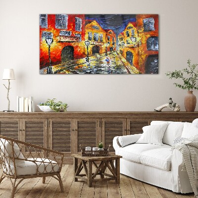 Tableau photo sur verre Rue de nuit en couleurs