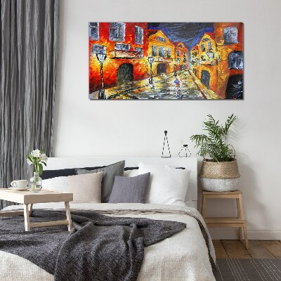 Tableau photo sur verre Rue de nuit en couleurs