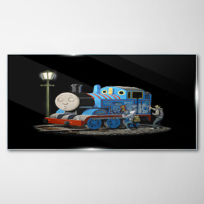 Tableau sur verre Thomas et ses amis la nuit