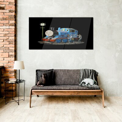 Tableau sur verre Thomas et ses amis la nuit