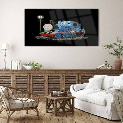 Tableau sur verre Thomas et ses amis la nuit