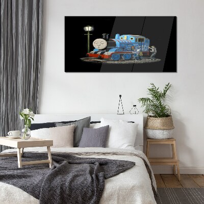 Tableau sur verre Thomas et ses amis la nuit