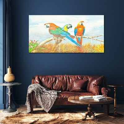 Tableau photo sur verre Perroquets tropicaux sur une branche