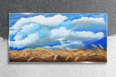 Tableau imprimé sur verre Ciel d'été sur un champ doré