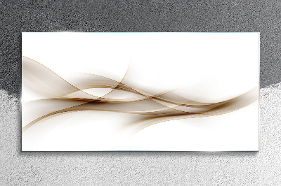 Tableau imprimé sur verre Vagues dorées sur fond blanc