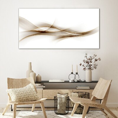 Tableau imprimé sur verre Vagues dorées sur fond blanc